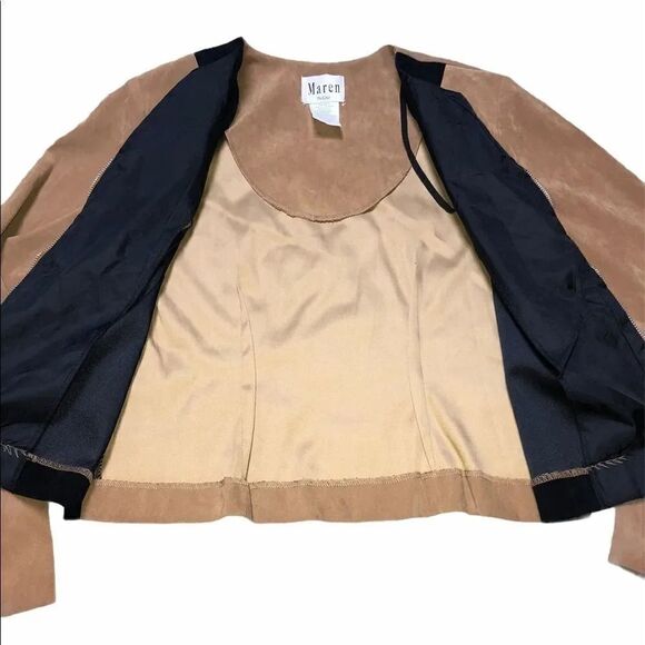 Maren Petite Vintage Faux Suede Moto Zip Up Jacket - Picture 3 of 6